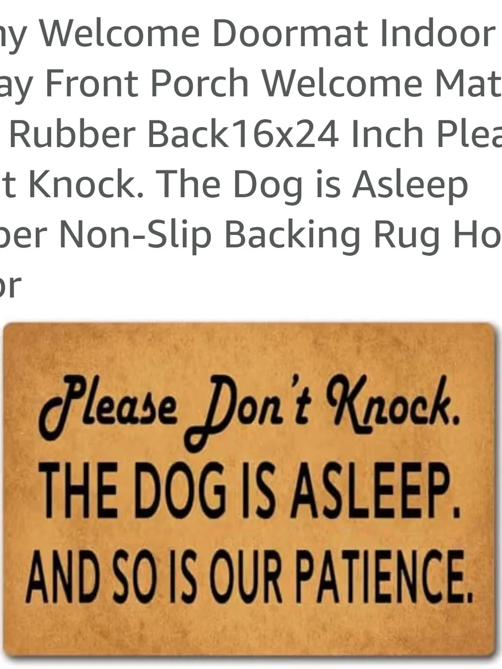 Please Don't Knock Dog Doormat - Brown Welcome Mat